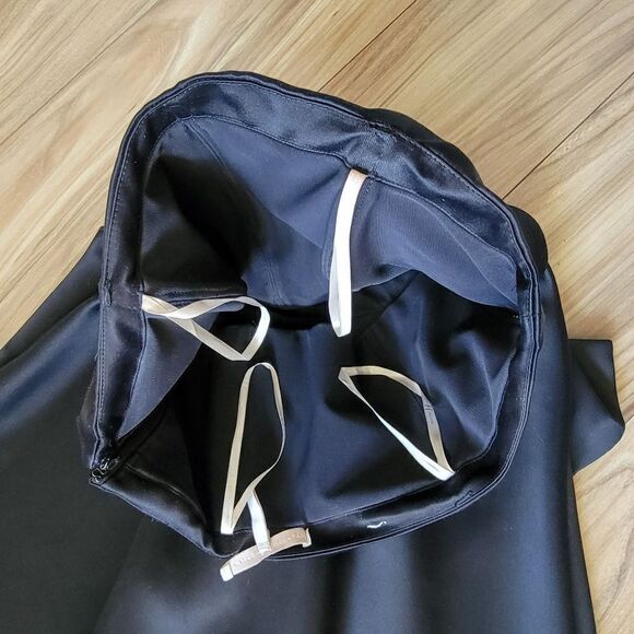 Haltston Heritage Satin Strapless Bow Front Cascading Cocktail Dress in Black - Picture 12 of 16